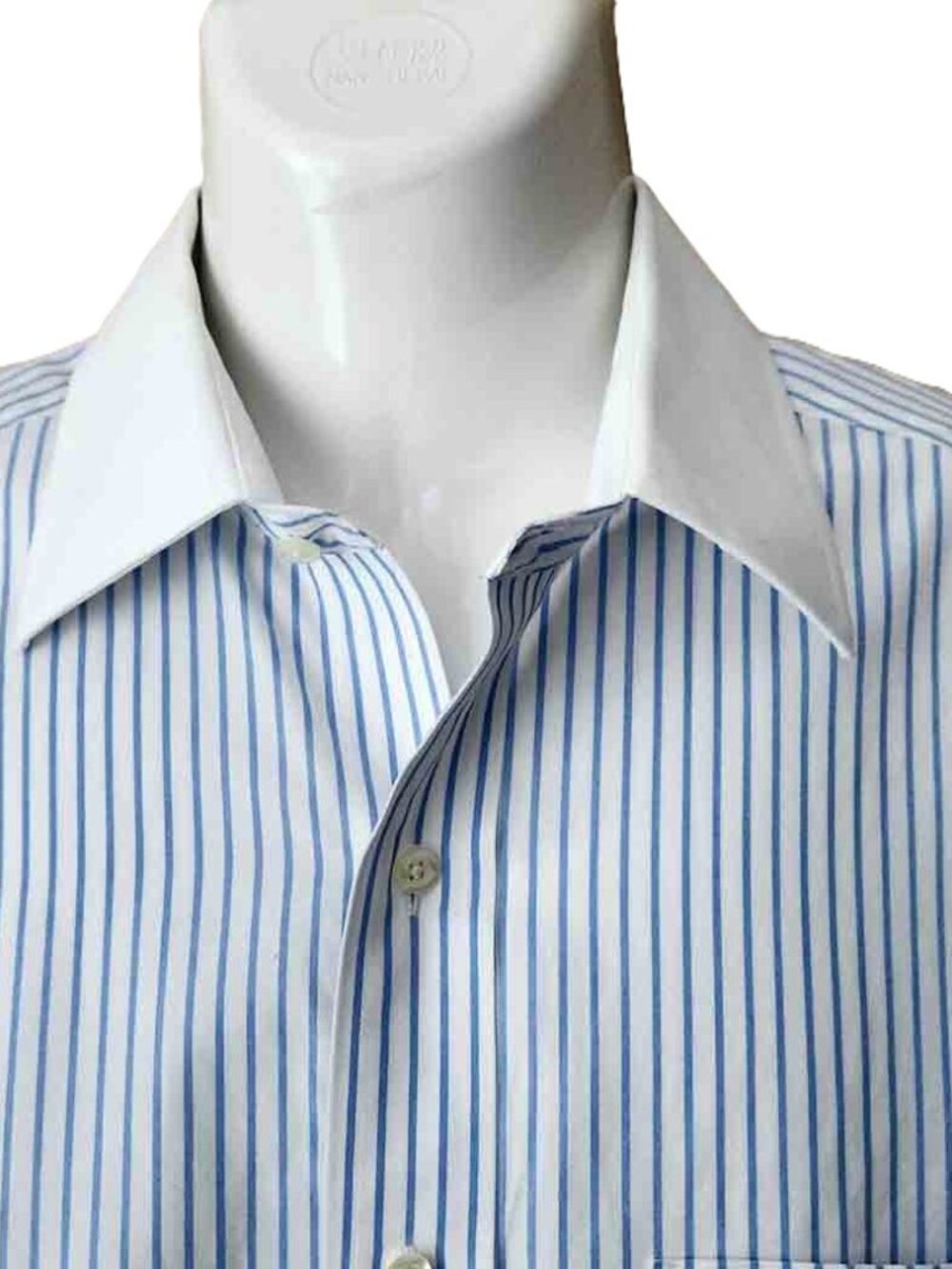 Brooks Brothers LOOSE FIT Dress Shirt White Blue Striped Men's Size 15 X 32